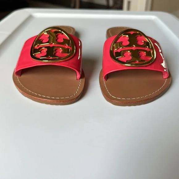 Tory Burch Miller NWOT slide sandal pink gold patent leather summer spring - Picture 6 of 10
